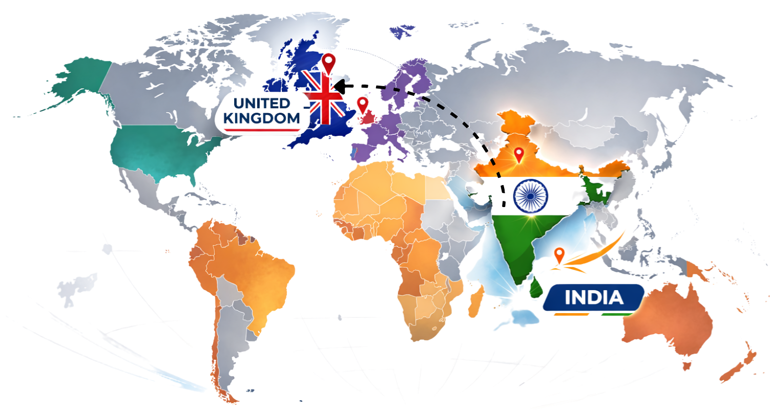 India to UK Export Map